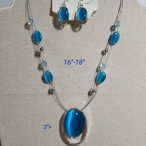 Christopher Banks Blue Necklace and Earrings Set